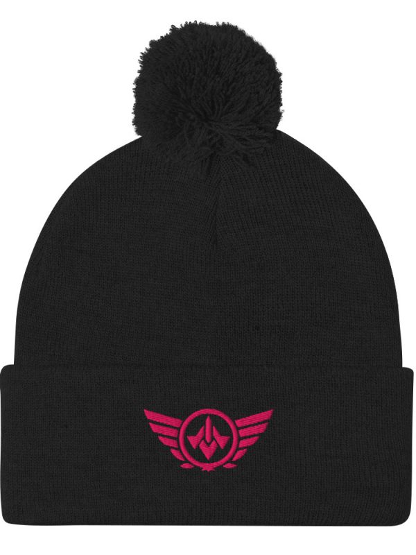 Flamingo Embroidered Logo Pom-Pom Beanie | Single-Layer