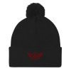 pom-pom-knit-cap-black-front-68b8b07ece10d.jpg Maroon Embroidered Logo Pom-Pom Beanie | Single-Layer