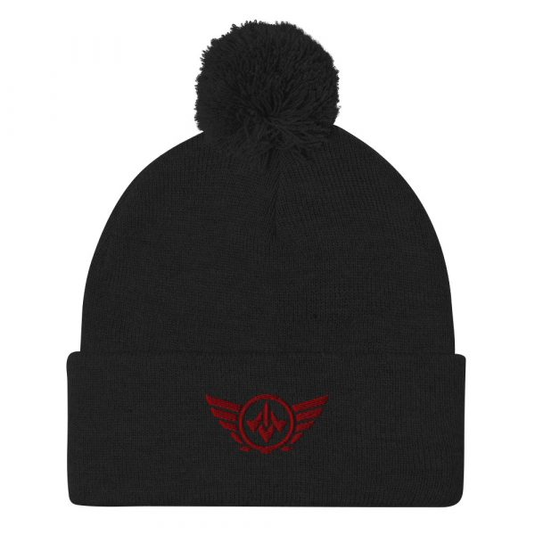 pom-pom-knit-cap-black-front-68b8b07ece10d.jpg Maroon Embroidered Logo Pom-Pom Beanie | Single-Layer