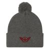 pom-pom-knit-cap-dark-heather-grey-front-68b8b07ecf2e6.jpg Maroon Embroidered Logo Pom-Pom Beanie | Single-Layer