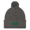 Kelly Green Embroidered Logo Pom-Pom Beanie | Single-Layer