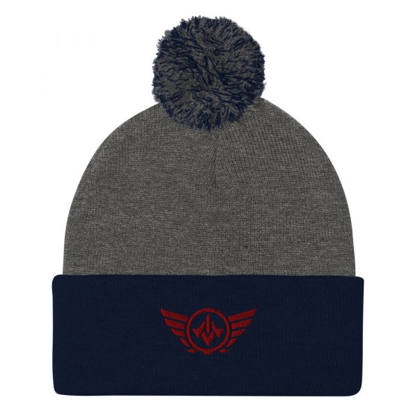 pom-pom-knit-cap-dark-heather-grey-navy-front-68b8b07ecf14c.jpg Maroon Embroidered Logo Pom-Pom Beanie | Single-Layer