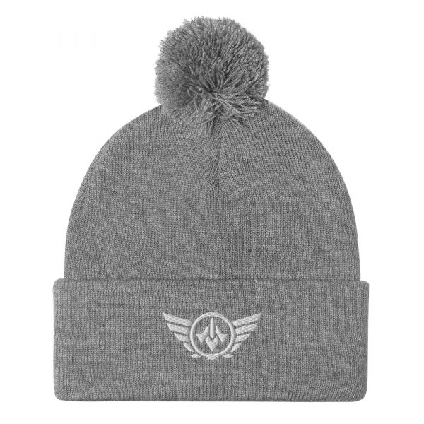 pom-pom-knit-cap-heather-grey-front-68b8adabbc18a.jpg White Embroidered Logo Pom-Pom Beanie | Single-Layer