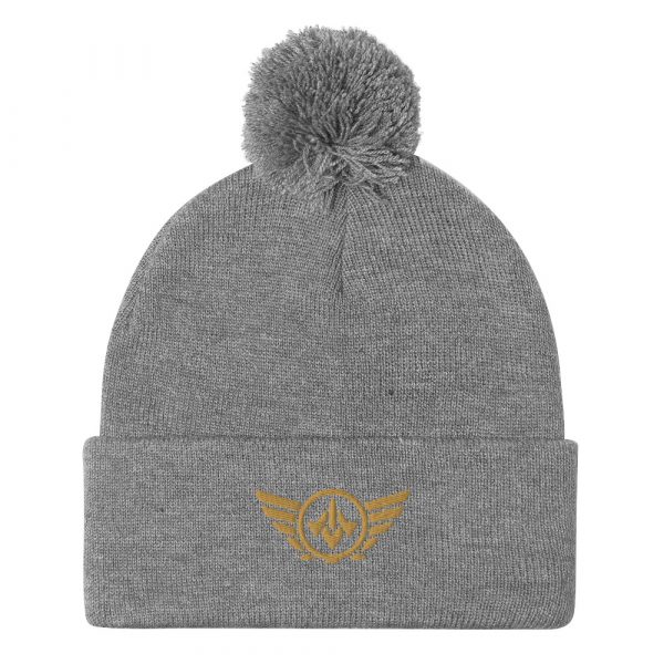 pom-pom-knit-cap-heather-grey-front-68b8ae2876618.jpg Old Gold Embroidered Logo Pom-Pom Beanie | Single-Layer