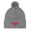 pom-pom-knit-cap-heather-grey-front-68b8b06156efe.jpg Red Embroidered Logo Pom-Pom Beanie | Single-Layer