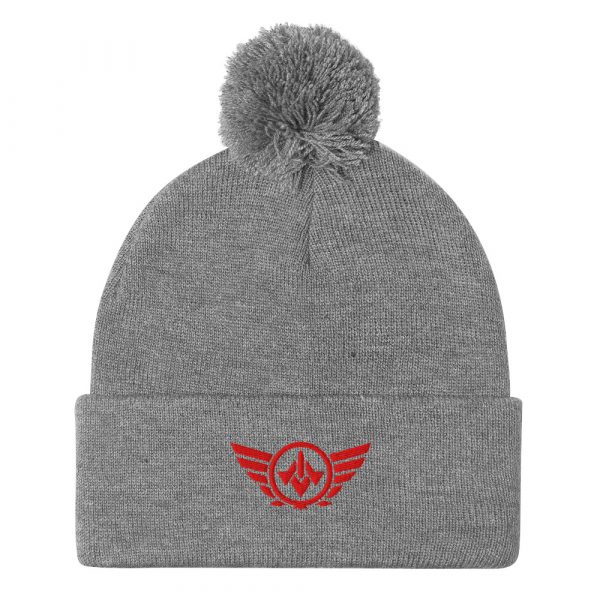 pom-pom-knit-cap-heather-grey-front-68b8b06156efe.jpg Red Embroidered Logo Pom-Pom Beanie | Single-Layer