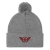 pom-pom-knit-cap-heather-grey-front-68b8b07ecf48f.jpg Maroon Embroidered Logo Pom-Pom Beanie | Single-Layer