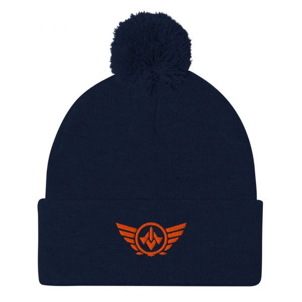 pom-pom-knit-cap-navy-front-68b8ae7a3645d.jpg Orange Embroidered Logo Pom-Pom Beanie | Single-Layer