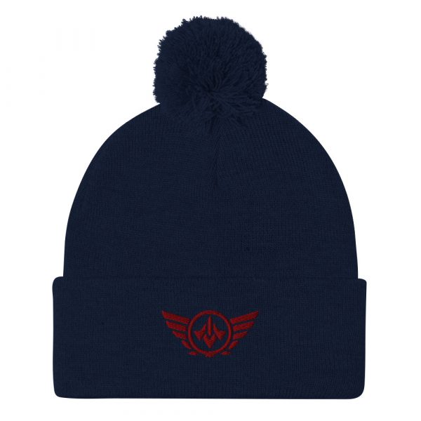 pom-pom-knit-cap-navy-front-68b8b07ecedc0.jpg Maroon Embroidered Logo Pom-Pom Beanie | Single-Layer