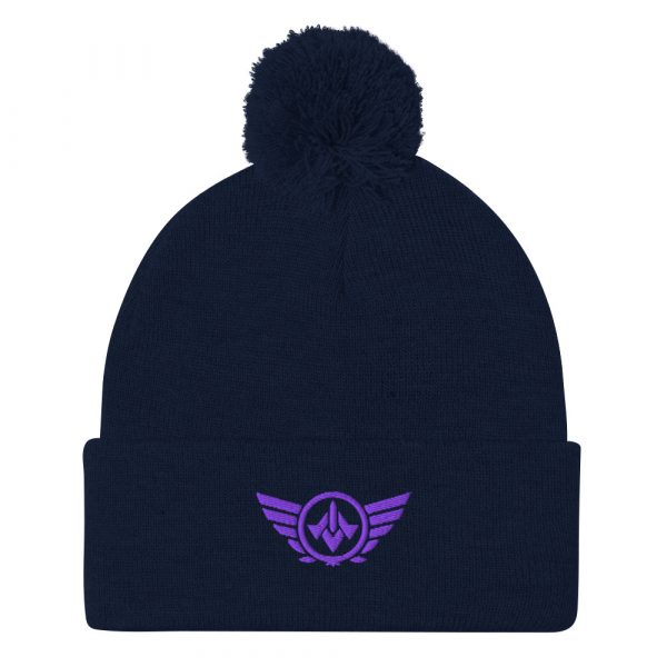 pom-pom-knit-cap-navy-front-68b8b1a7015cb.jpg Purple Embroidered Logo Pom-Pom Beanie | Single-Layer
