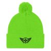 pom-pom-knit-cap-neon-green-front-68b8adec97187.jpg Black Embroidered Logo Pom-Pom Beanie | Single-Layer