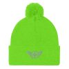pom-pom-knit-cap-neon-green-front-68b8ae07bf815.jpg Grey Embroidered Logo Pom-Pom Beanie | Single-Layer