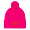 pom-pom-knit-cap-neon-pink-front-68b8ae7a367bf.jpg Orange Embroidered Logo Pom-Pom Beanie | Single-Layer