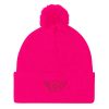 pom-pom-knit-cap-neon-pink-front-68b8aea0571ab.jpg Flamingo Embroidered Logo Pom-Pom Beanie | Single-Layer