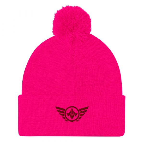 pom-pom-knit-cap-neon-pink-front-68b8b07ecf3af.jpg Maroon Embroidered Logo Pom-Pom Beanie | Single-Layer