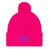 pom-pom-knit-cap-neon-pink-front-68b8b1a70194d.jpg Purple Embroidered Logo Pom-Pom Beanie | Single-Layer