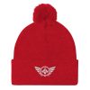 pom-pom-knit-cap-red-front-68b8adabbbeaf.jpg White Embroidered Logo Pom-Pom Beanie | Single-Layer