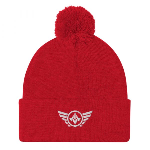 pom-pom-knit-cap-red-front-68b8adabbbeaf.jpg White Embroidered Logo Pom-Pom Beanie | Single-Layer