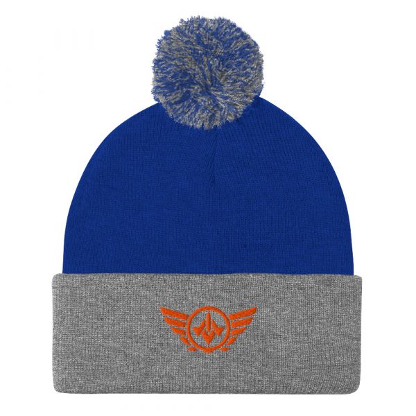 pom-pom-knit-cap-royal-heather-grey-front-68b8ae7a364fa.jpg Orange Embroidered Logo Pom-Pom Beanie | Single-Layer