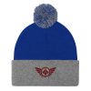 pom-pom-knit-cap-royal-heather-grey-front-68b8b07eceec1.jpg Maroon Embroidered Logo Pom-Pom Beanie | Single-Layer