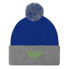 Kiwi Green Embroidered Logo Pom-Pom Beanie | Single-Layer