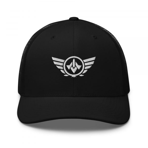 White Embroidered Logo Trucker Hat | Retro