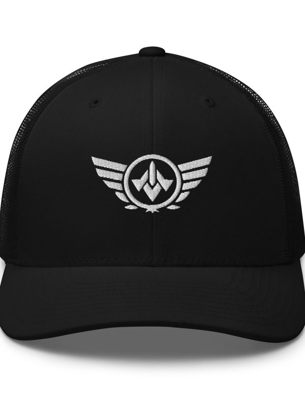 White Embroidered Logo Trucker Hat | Retro
