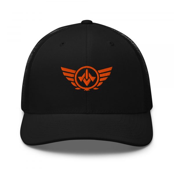 Orange Embroidered Logo Trucker Hat | Retro