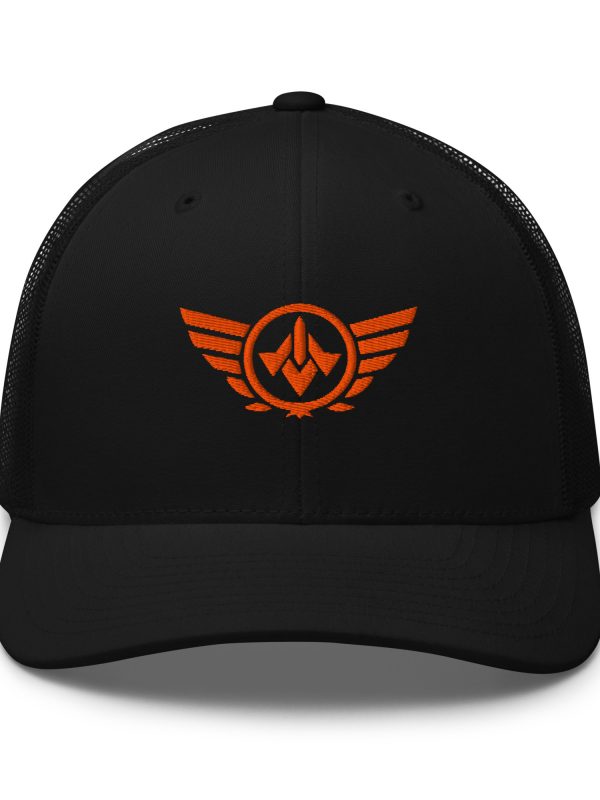 Orange Embroidered Logo Trucker Hat | Retro