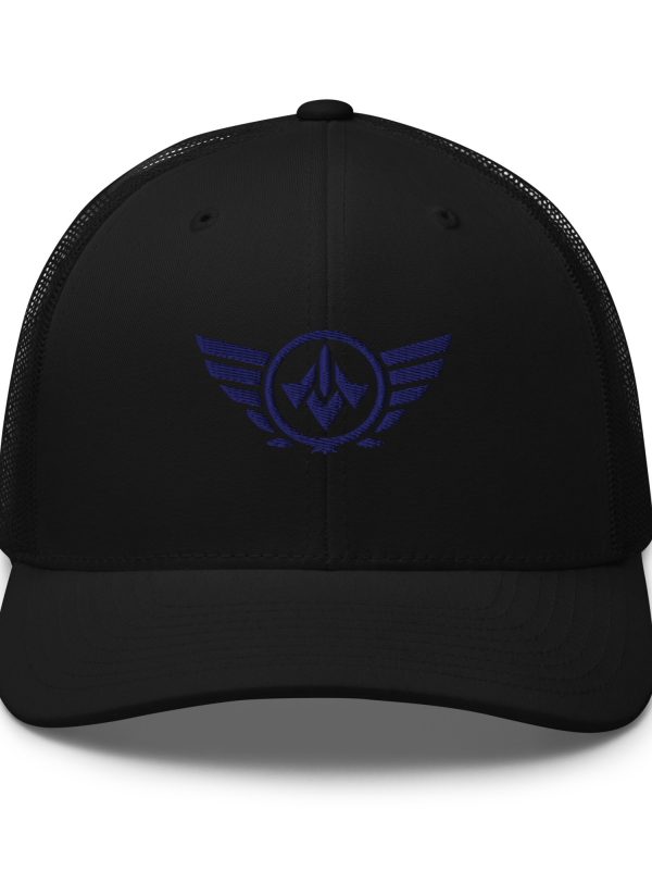 Navy Embroidered Logo Trucker Hat | Retro