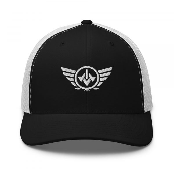 White Embroidered Logo Trucker Hat | Retro