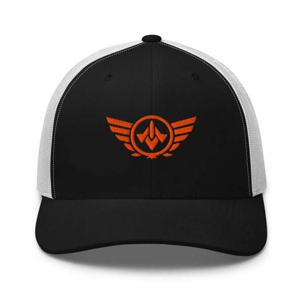 Orange Embroidered Logo Trucker Hat | Retro