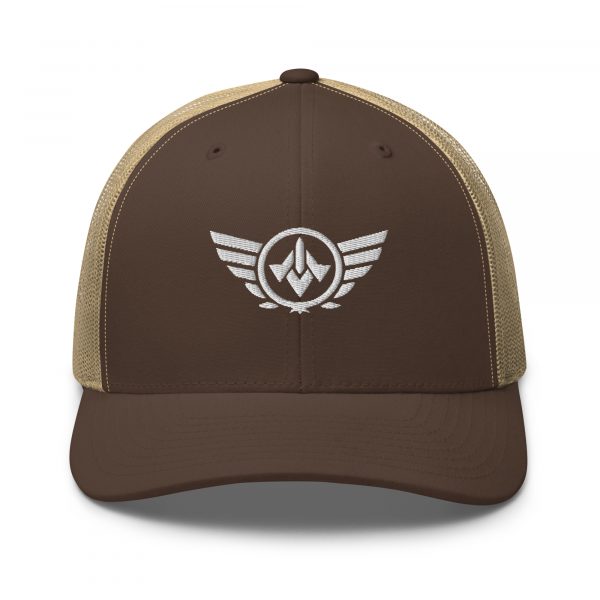 White Embroidered Logo Trucker Hat | Retro