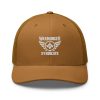 White Embroidered Brand Logo Trucker Hat | Retro