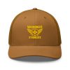Gold Embroidered Brand Logo Trucker Hat | Retro