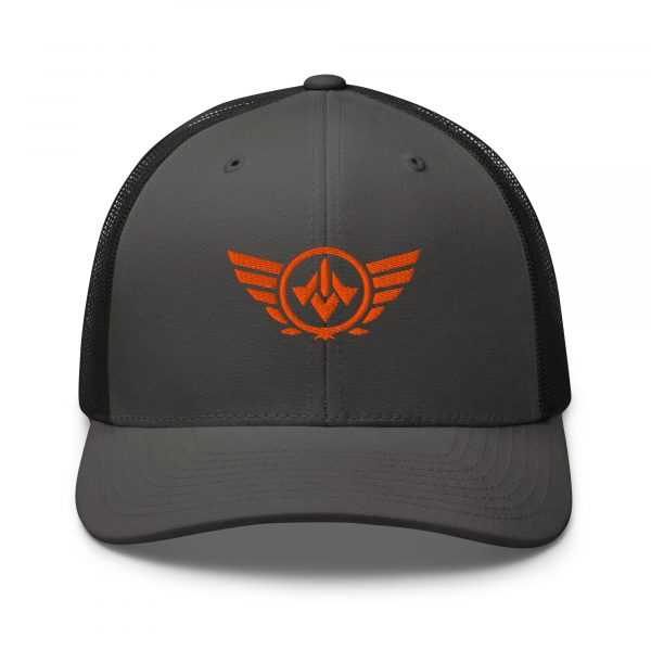 Orange Embroidered Logo Trucker Hat | Retro