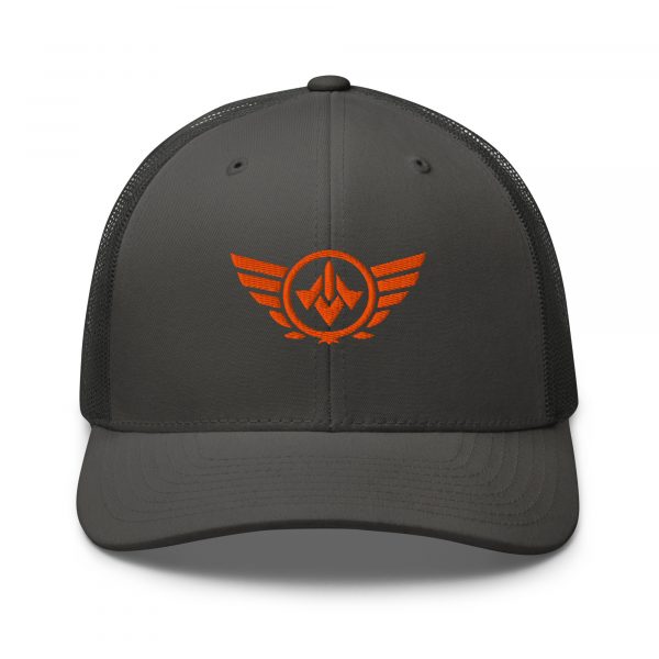 Orange Embroidered Logo Trucker Hat | Retro