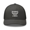 White Embroidered Brand Logo Trucker Hat | Retro
