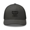 Black Embroidered Brand Logo Trucker Hat | Retro