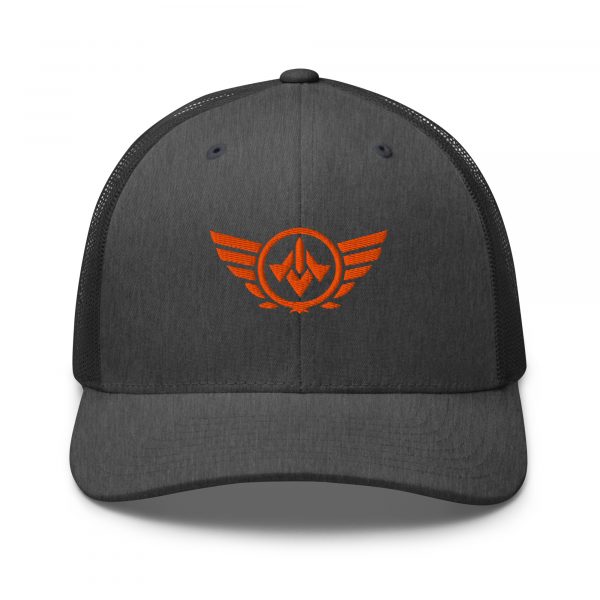 Orange Embroidered Logo Trucker Hat | Retro