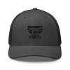 Black Embroidered Brand Logo Trucker Hat | Retro