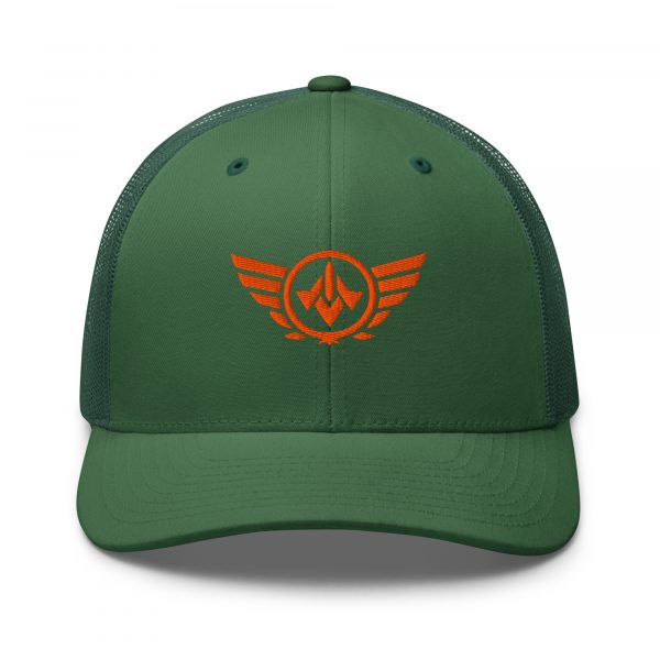 Orange Embroidered Logo Trucker Hat | Retro