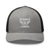 White Embroidered Brand Logo Trucker Hat | Retro