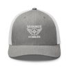 White Embroidered Brand Logo Trucker Hat | Retro
