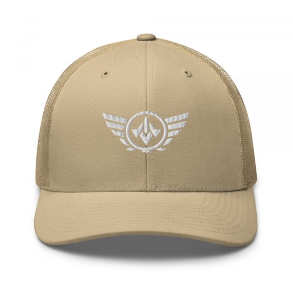 White Embroidered Logo Trucker Hat | Retro