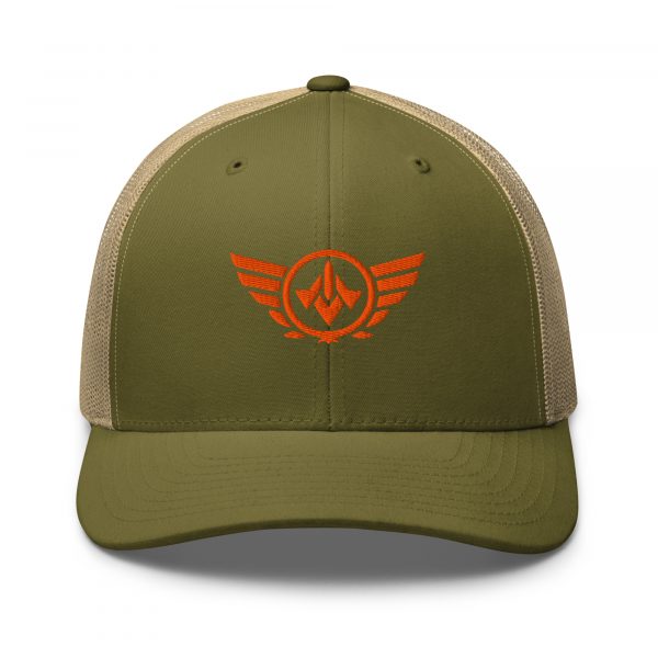 Orange Embroidered Logo Trucker Hat | Retro