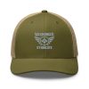 Grey Embroidered Brand Logo Trucker Hat | Retro