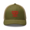 Red Embroidered Brand Logo Trucker Hat | Retro