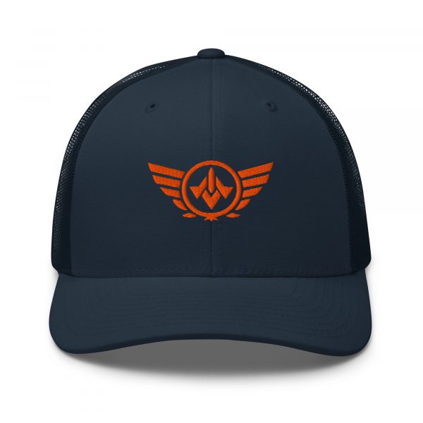 Orange Embroidered Logo Trucker Hat | Retro
