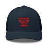 Red Embroidered Brand Logo Trucker Hat | Retro